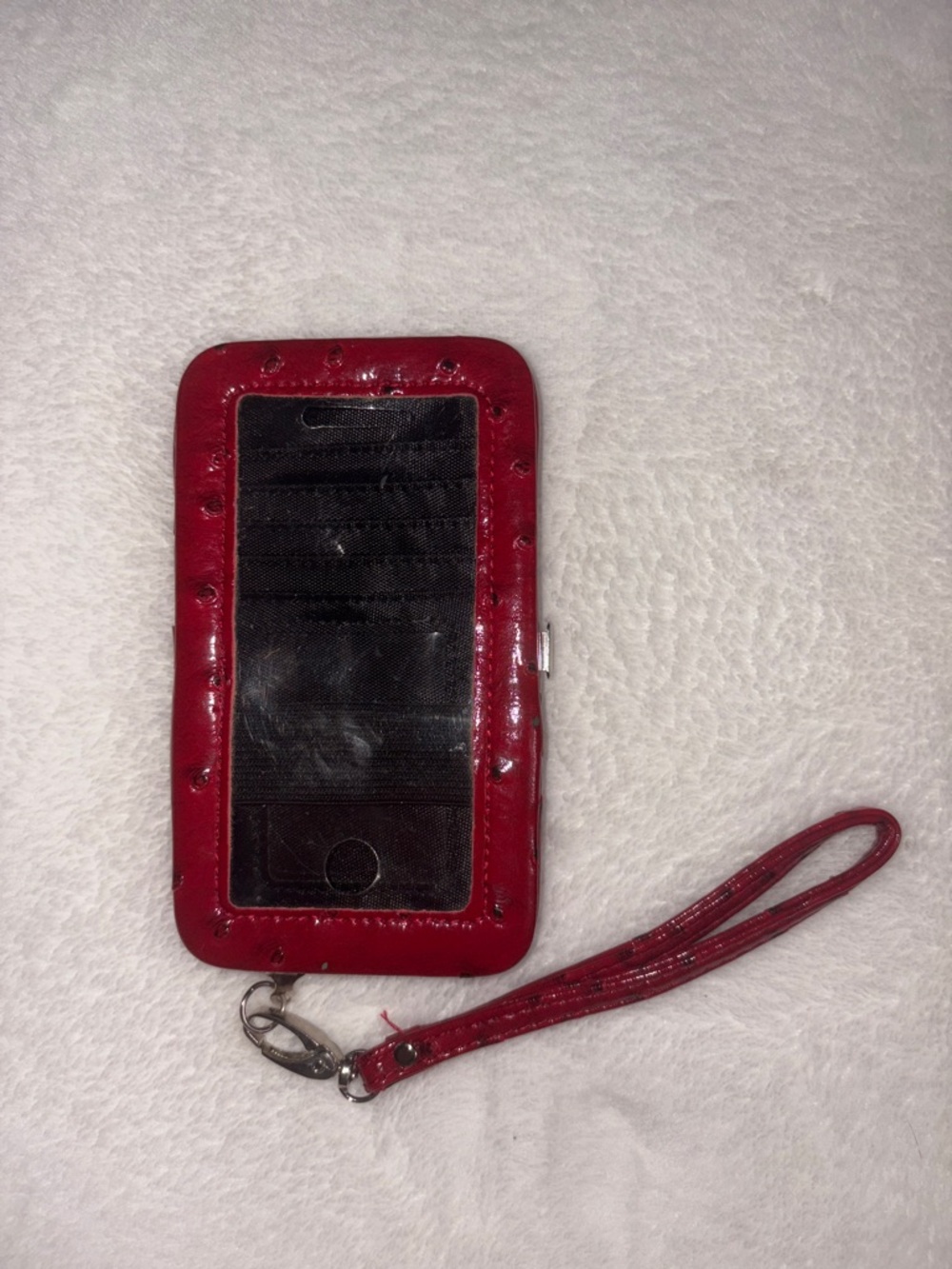 Red Wristlet iPhone Case Wallet with Clear ID Window